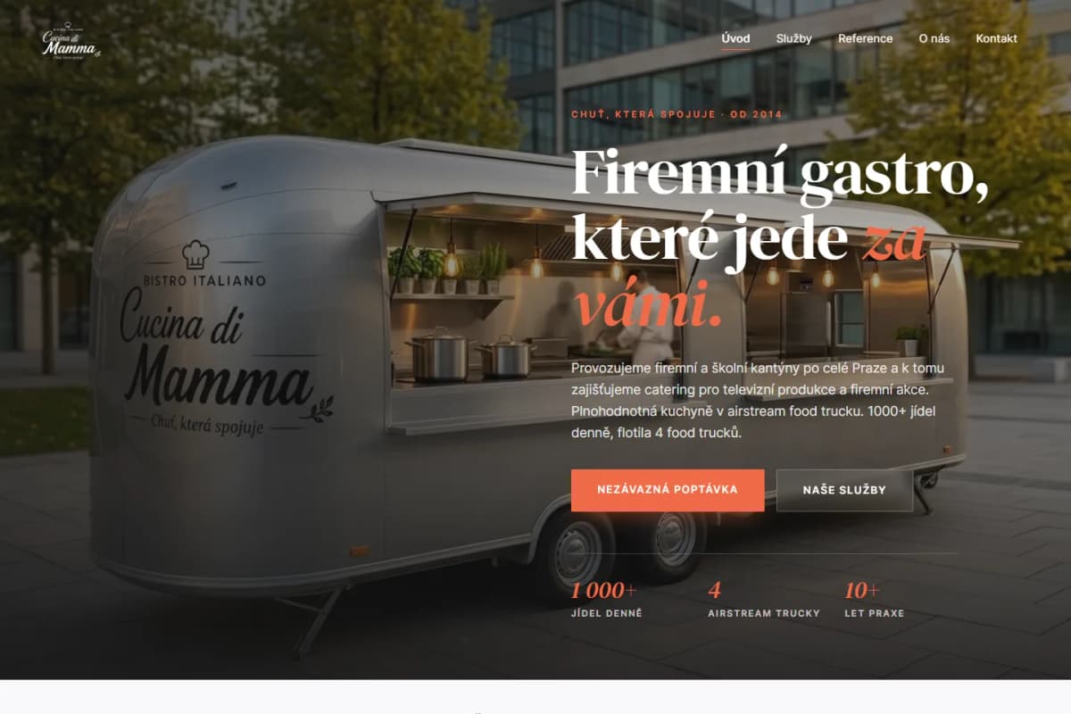 Úvodní stránka webu Cucina di Mamma