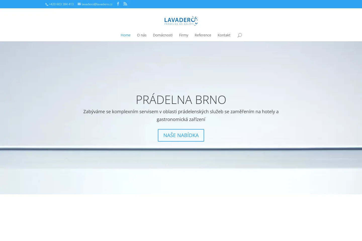 Úvodní stránka webu prádelny LAVADERO