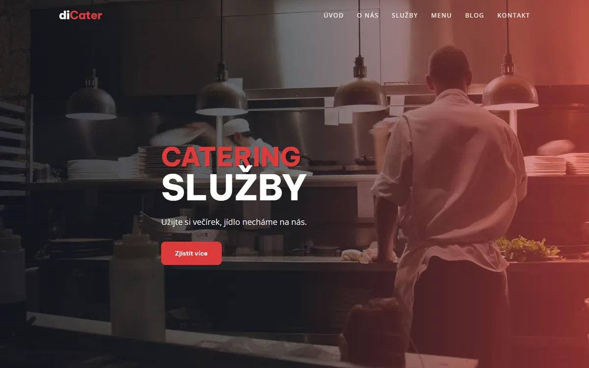 Web pro cateringovou firmu — Úvodní obrazovka cateringu