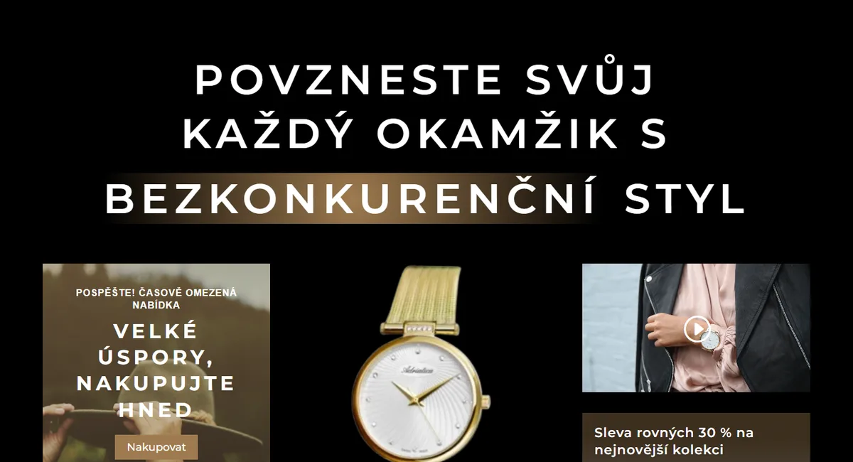 E-shop s hodinkami — Úvodní obrazovka e-shopu