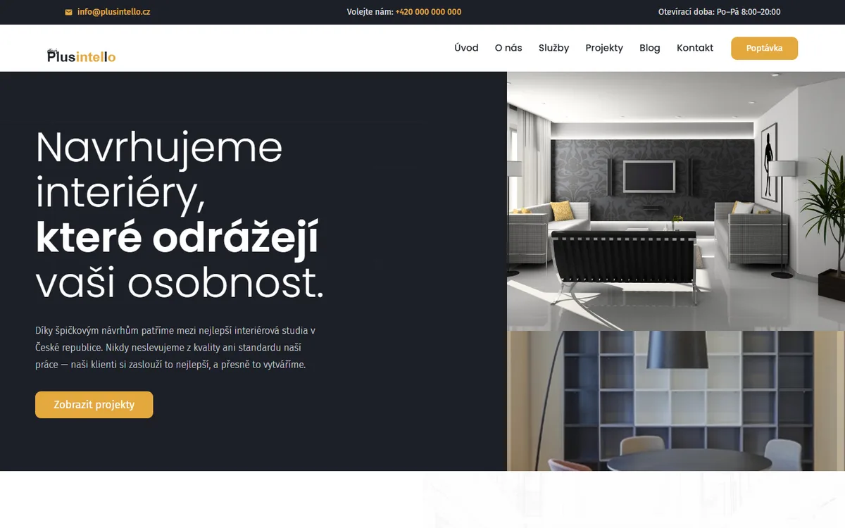 Web pro interiérové studio — Úvod s ukázkou práce