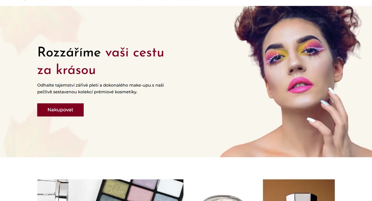 E-shop s kosmetikou — Úvodní obrazovka e-shopu
