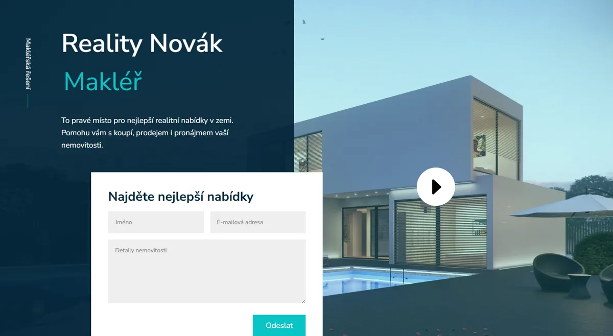 Web pro realitního makléře — Služby a nabídka