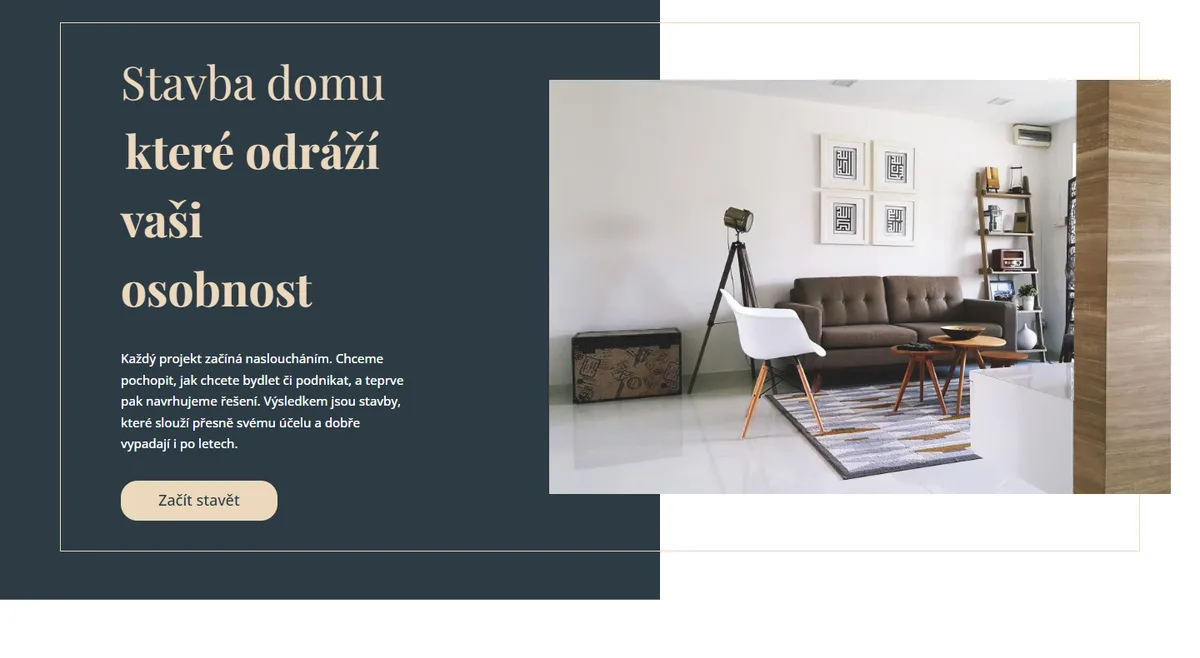 Web pro stavební firmu — Úvodní obrazovka