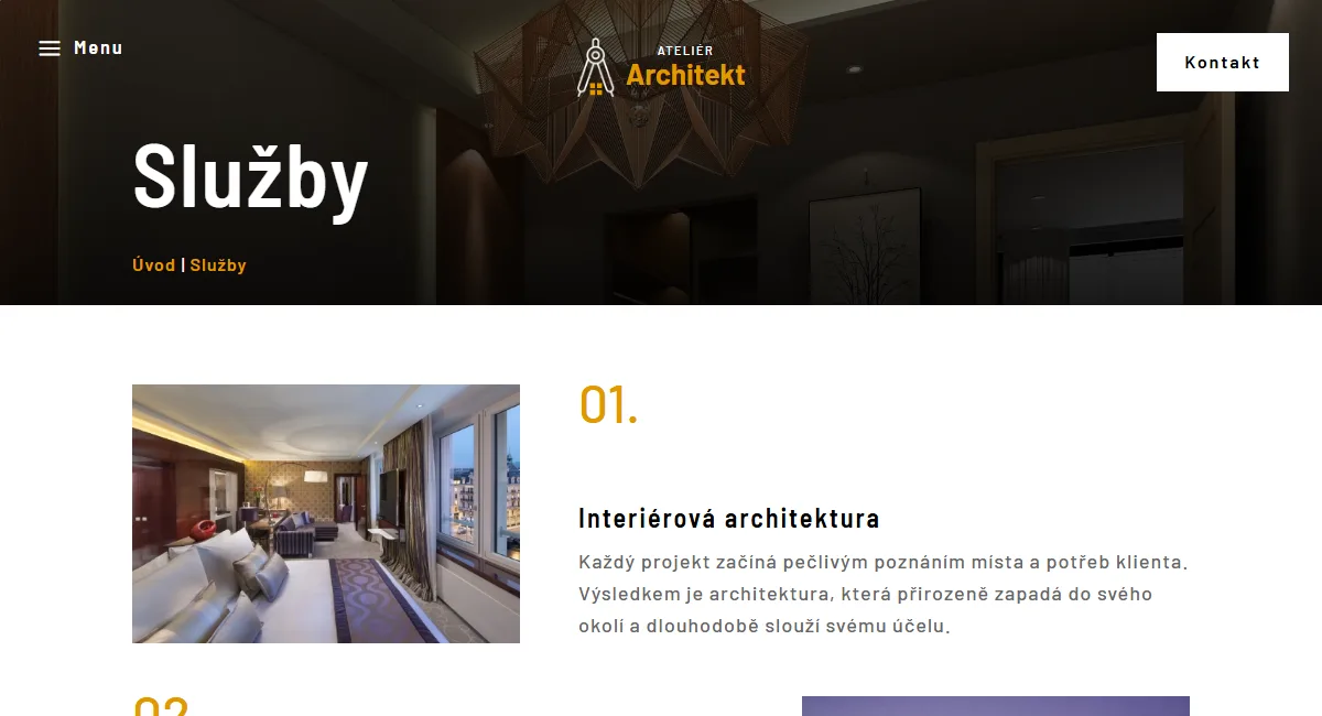 Web pro ateliér architektury — Služby ateliéru