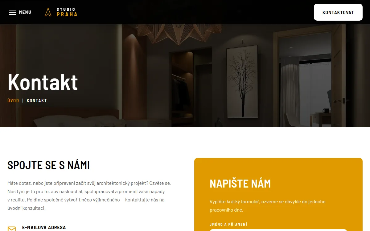 Web pro architektonické studio — Portfolio staveb a tým