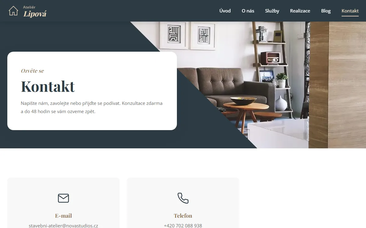 Web pro stavební ateliér — Realizace a reference