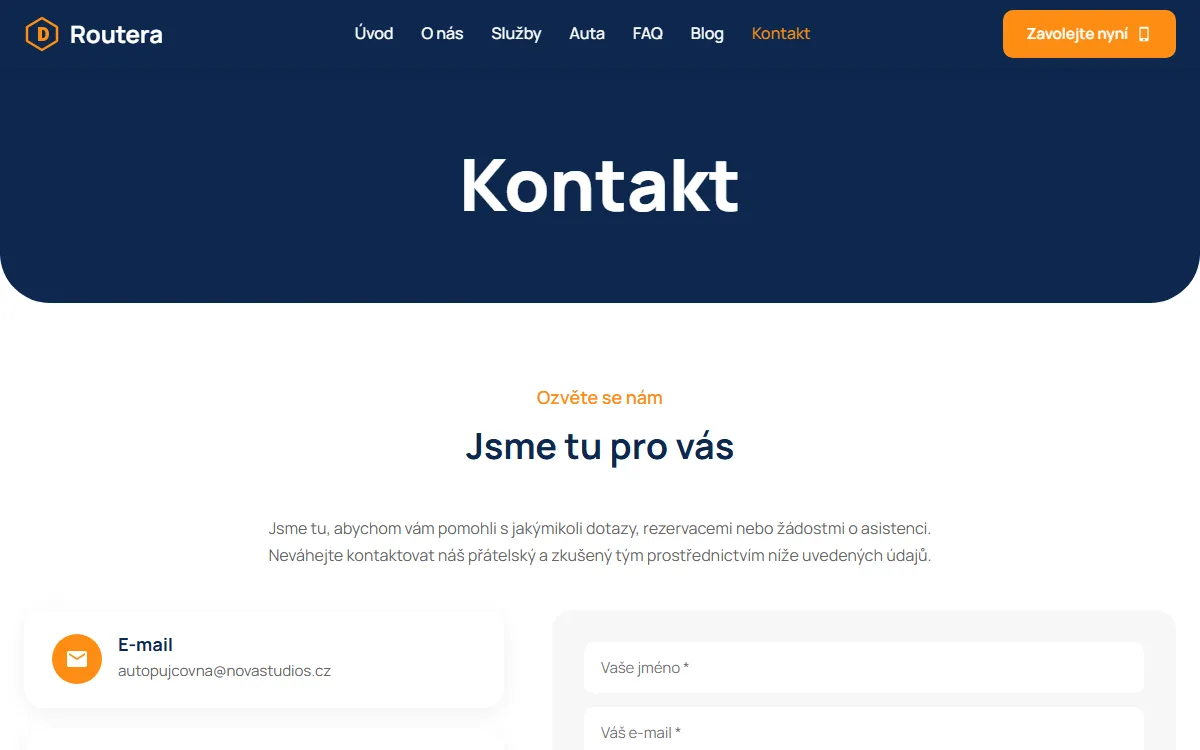 Web pro autopůjčovnu — Časté dotazy a reference