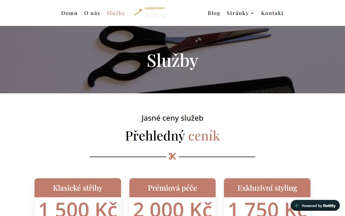 Web pro barbershop — Služby