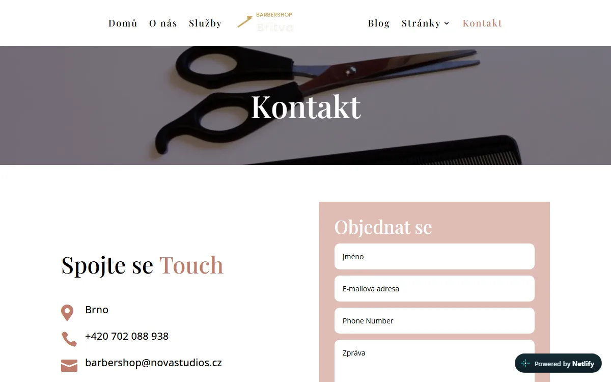 Web pro barbershop — Kontakt