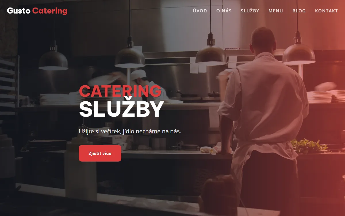Web pro cateringovou firmu — Úvodní obrazovka cateringu