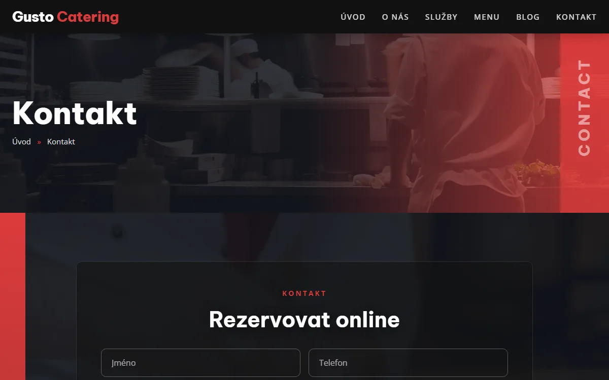Web pro cateringovou firmu — Balíčky s cenami a rezervace