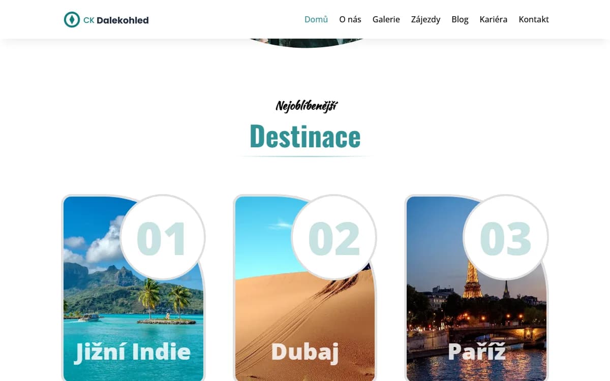 Web pro cestovní kancelář — Destinace