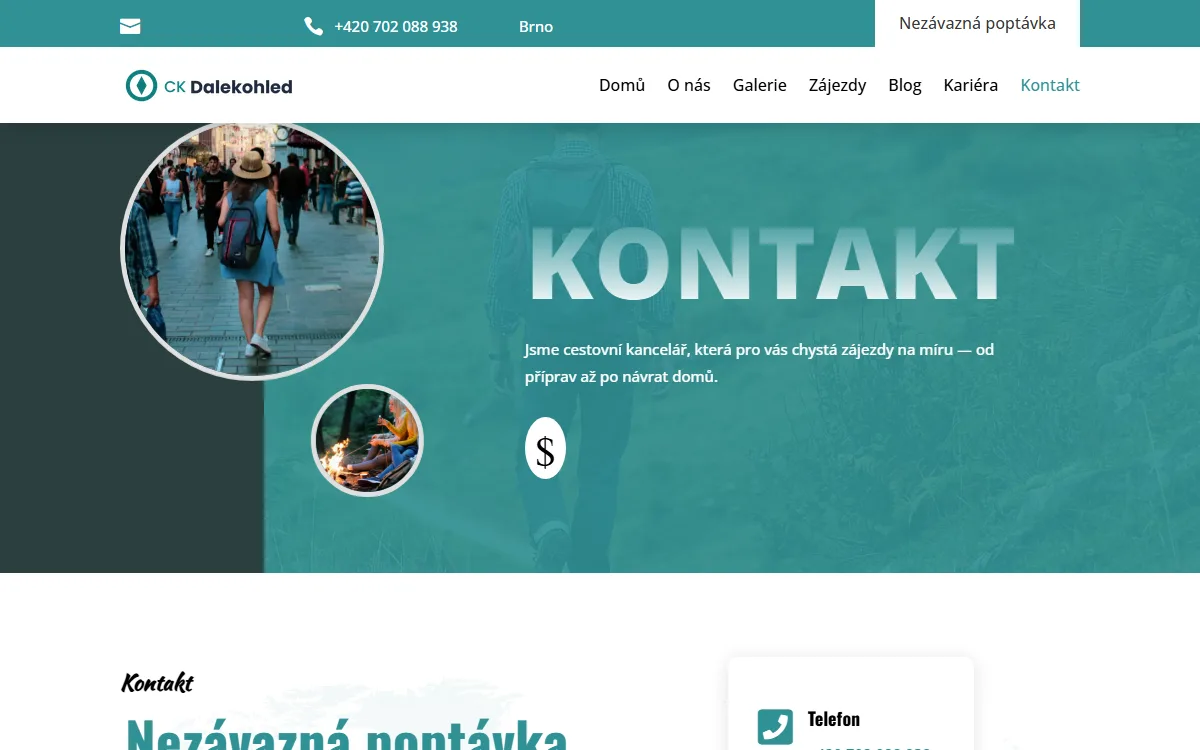Web pro cestovní kancelář — Kontakt