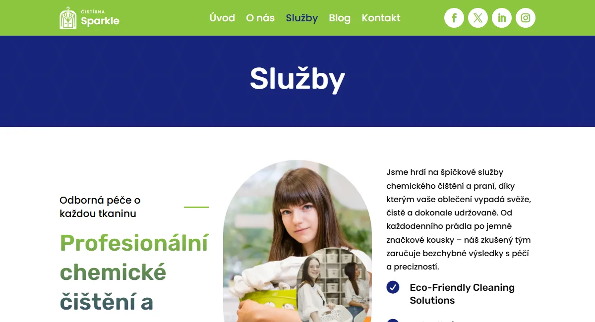 Web pro čistírnu — Služby a ceník