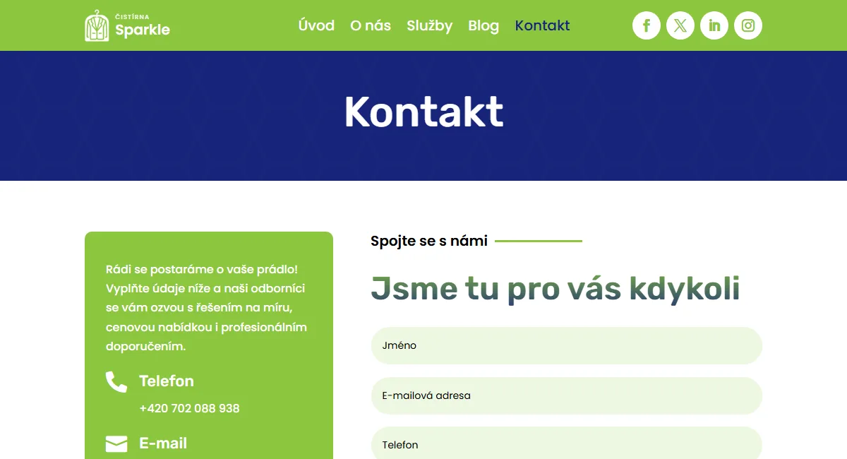 Web pro čistírnu — Objednávka a recenze