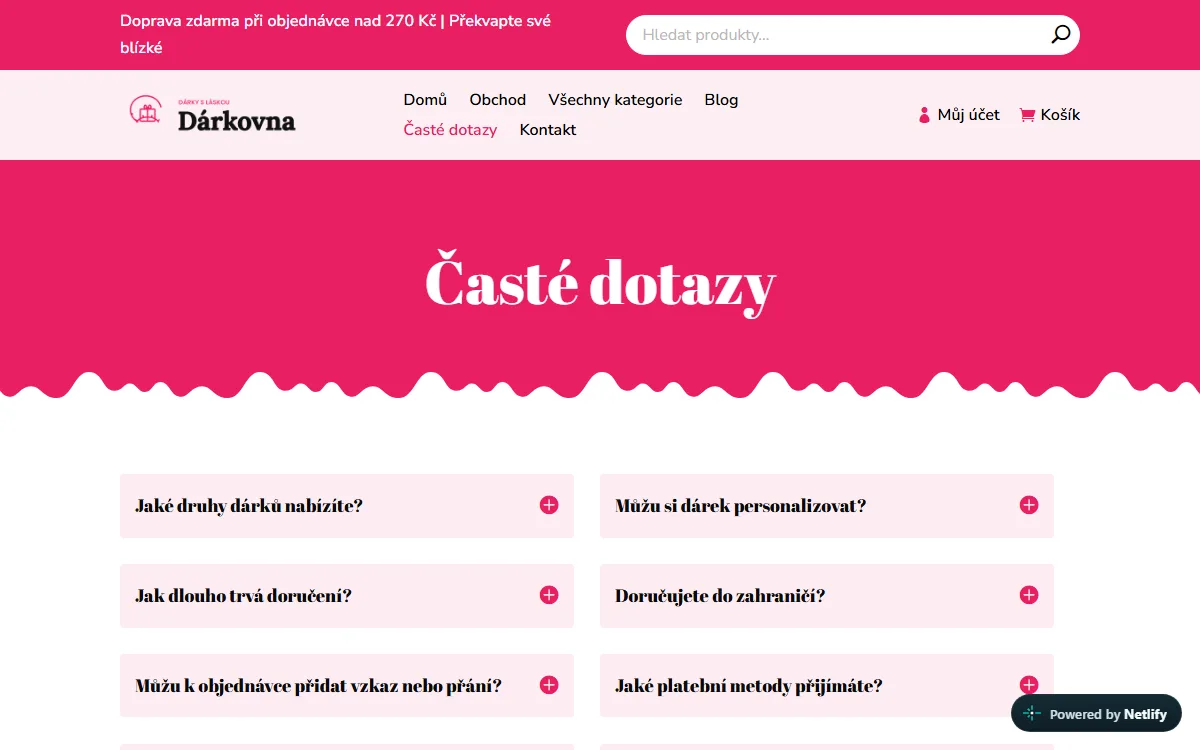 E-shop s dárky — Časté dotazy