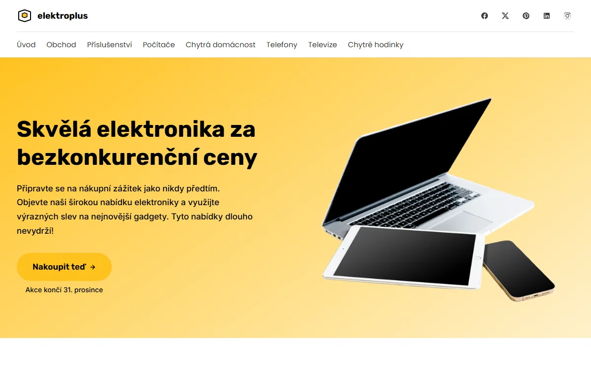 E-shop s elektronikou — Úvodní obrazovka e-shopu