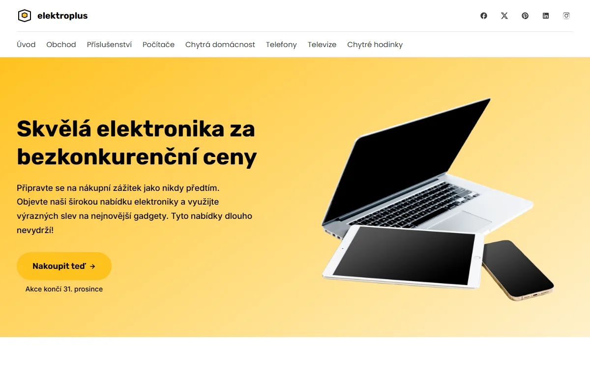 E-shop s elektronikou — Úvodní obrazovka e-shopu