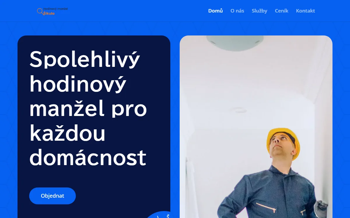 Web pro hodinového manžela — Úvodní obrazovka