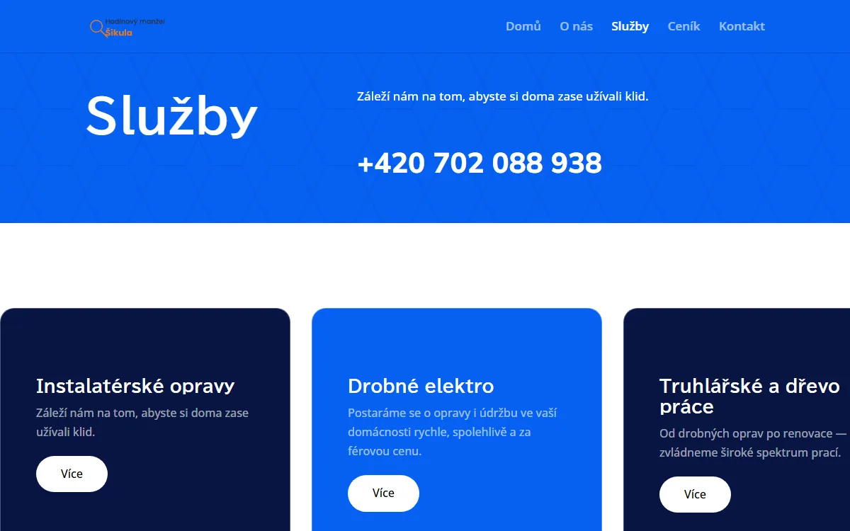 Web pro hodinového manžela — Služby