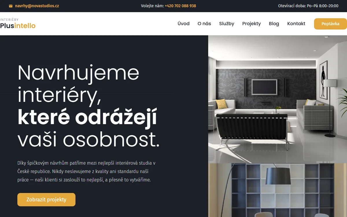 Web pro interiérové studio — Úvod s ukázkou práce