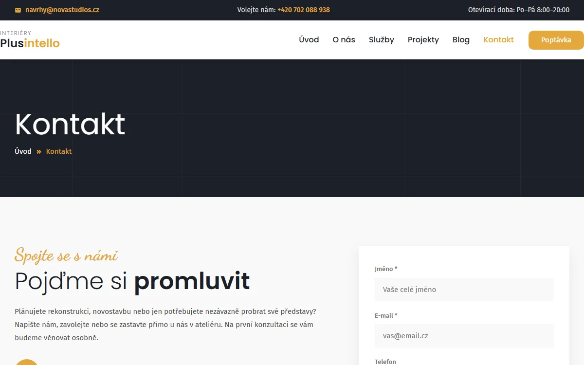 Web pro interiérové studio — Portfolio realizovaných návrhů