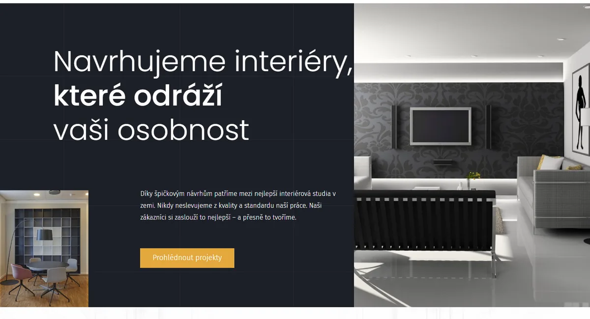 Web pro interiérové studio — druhá varianta — Portfolio projektů