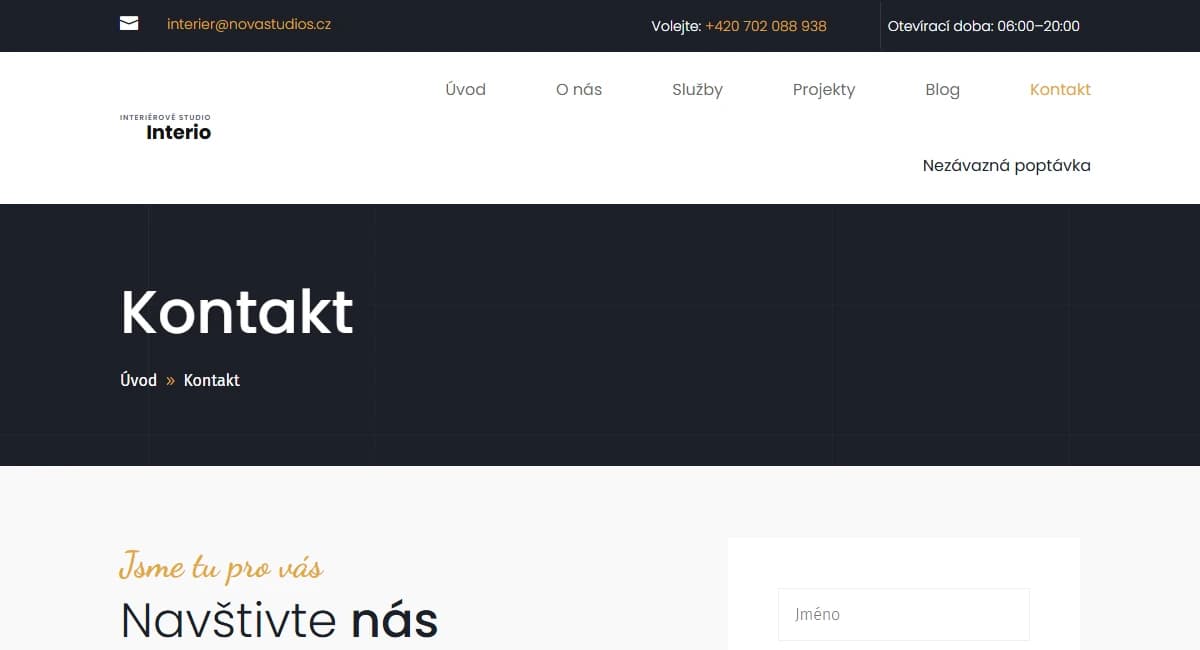 Web pro interiérové studio — druhá varianta — Portfolio projektů