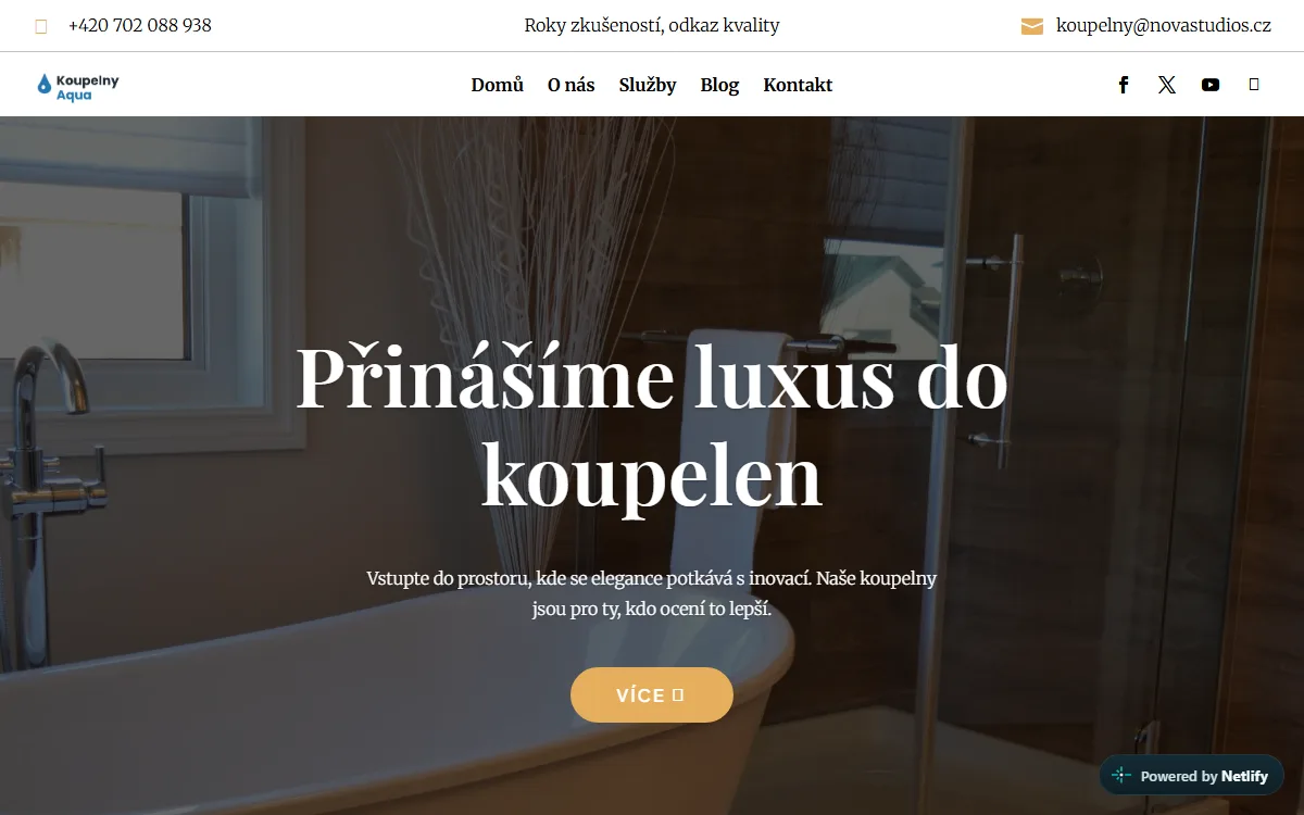 Web pro rekonstrukce koupelen — Úvodní obrazovka