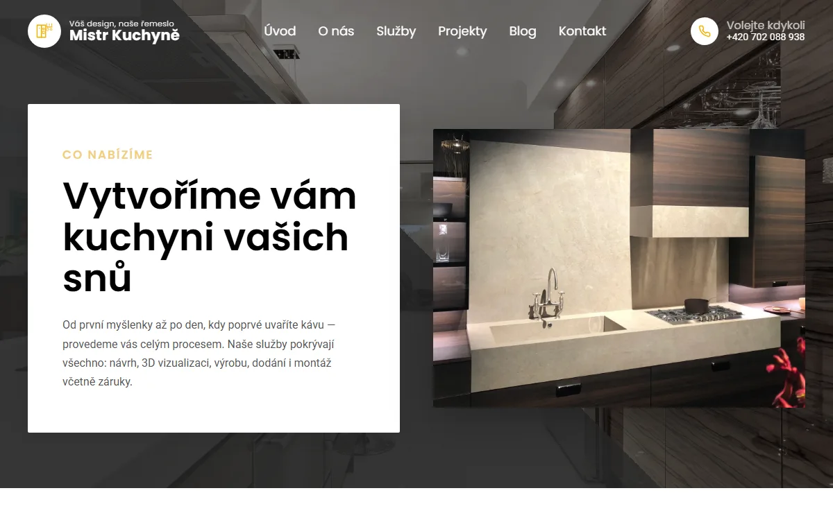 Web pro výrobce kuchyní — Popis spolupráce krok za krokem