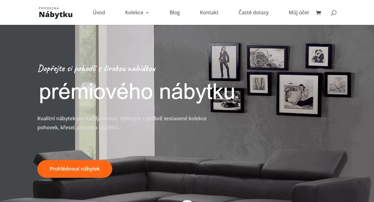 E-shop s nábytkem — Úvodní obrazovka e-shopu