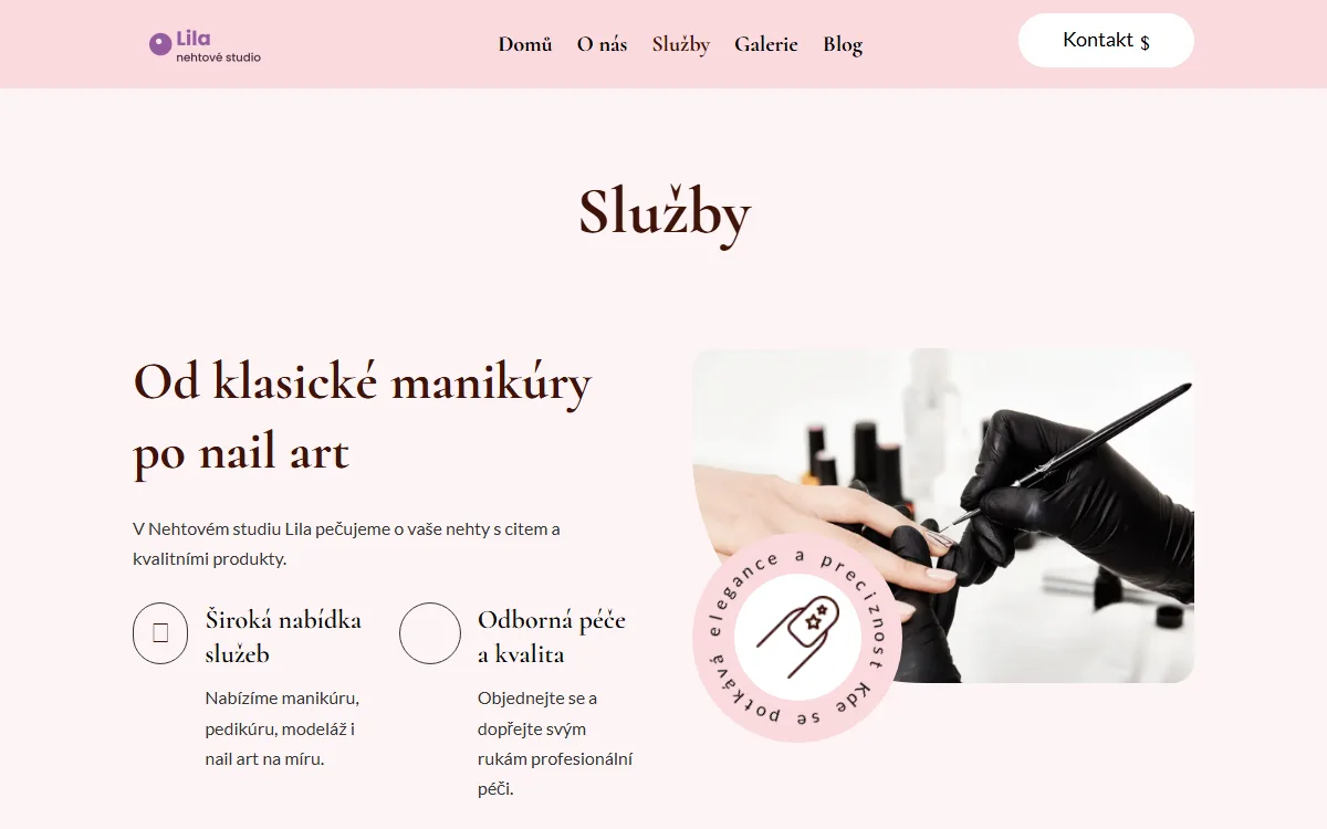 Web pro nehtové studio — Služby