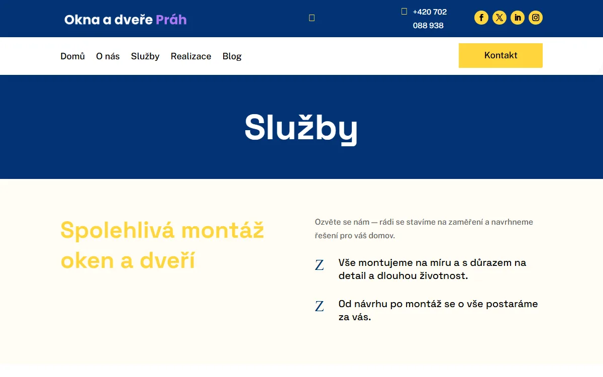 Web pro okna a dveře — Služby