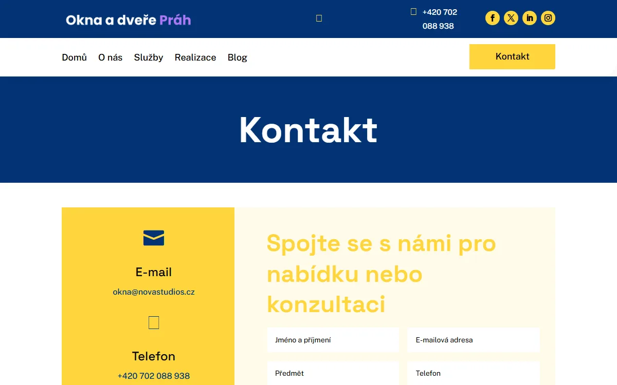 Web pro okna a dveře — Kontakt