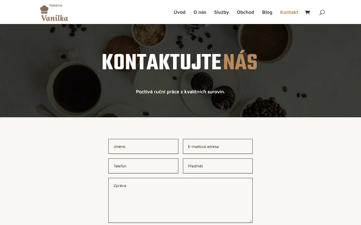 Web pro pekárnu — Dorty a objednávka