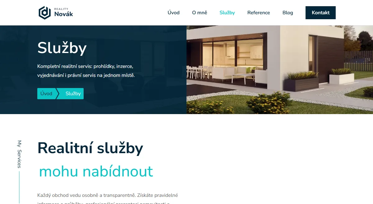 Web pro realitního makléře — Služby a nabídka