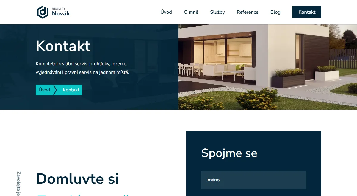 Web pro realitního makléře — Reference a kontakt