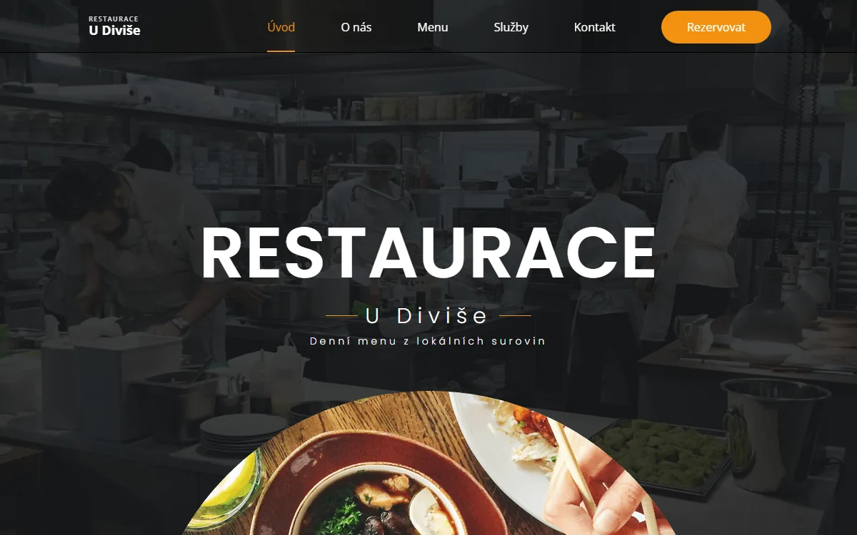Web pro restauraci — Úvodní obrazovka restaurace
