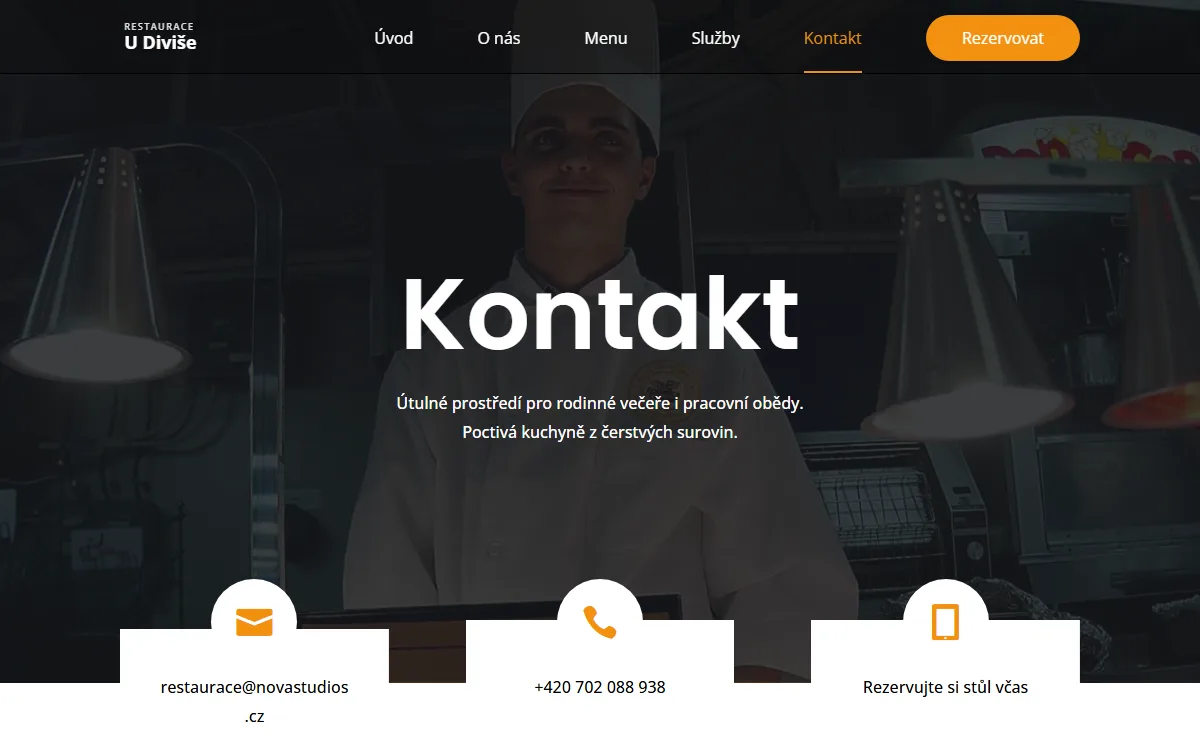 Web pro restauraci — Tým a rezervace