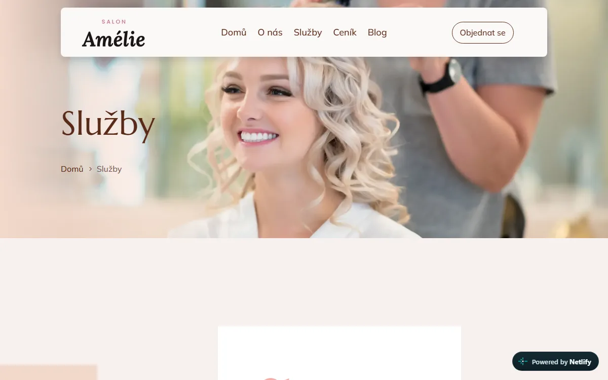 Web pro kadeřnictví — Služby