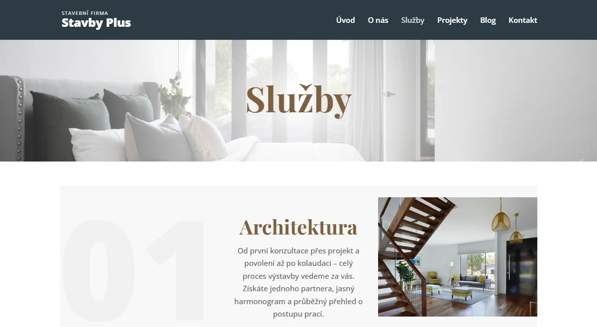 Web pro stavební firmu — Rozsah služeb
