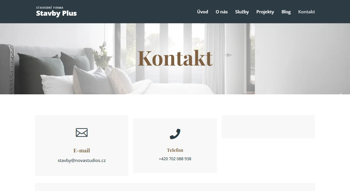 Web pro stavební firmu — Portfolio staveb