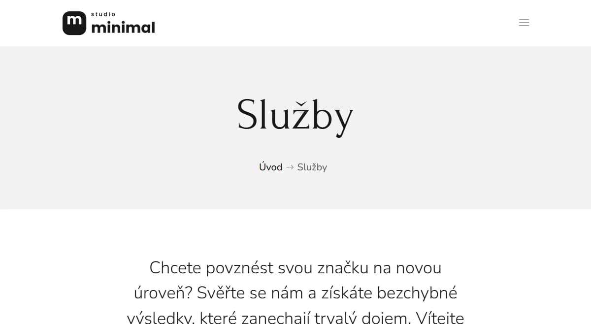 Web pro kreativní studio — Služby studia