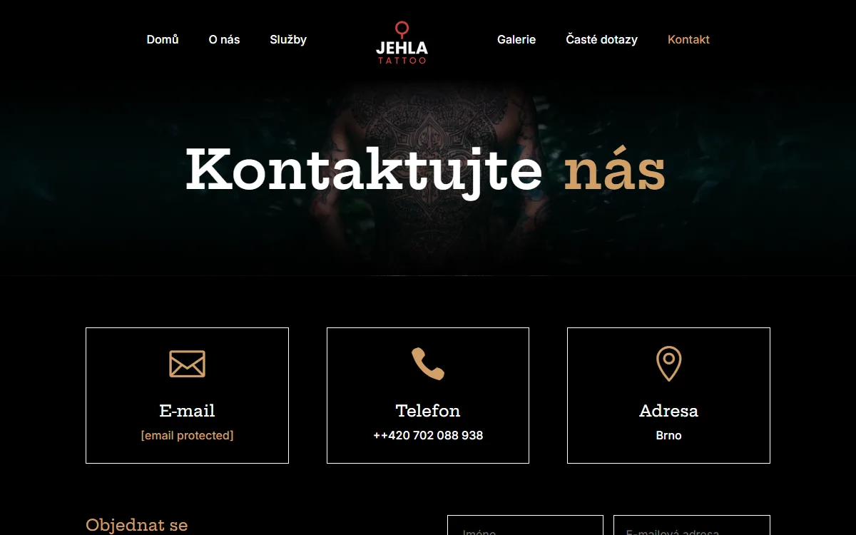 Web pro tetovací studio — Kontakt
