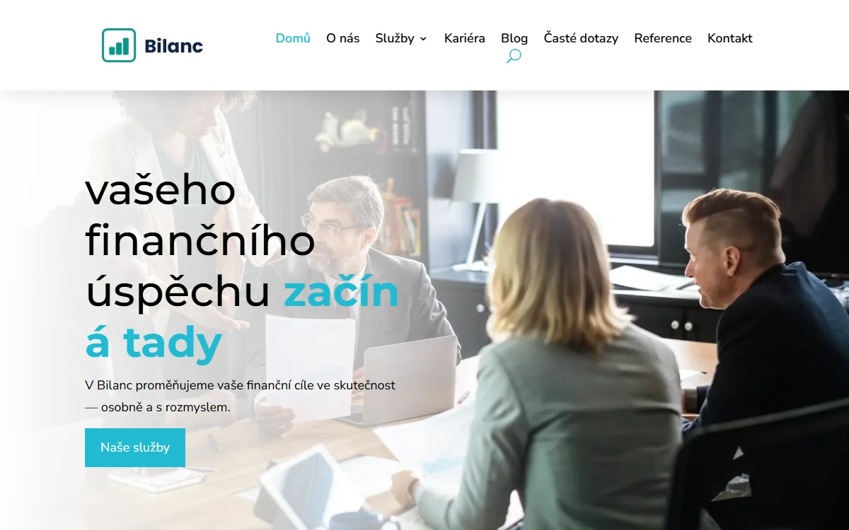 Web pro účetní — Úvodní obrazovka