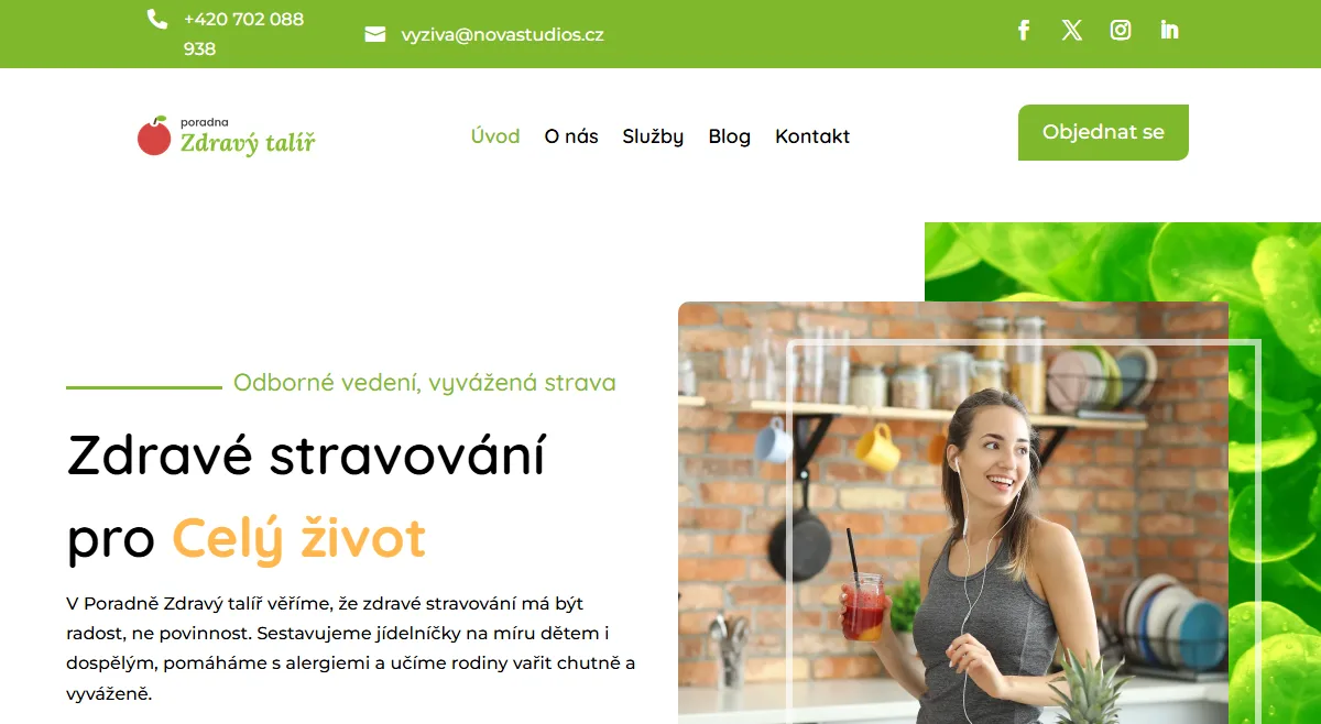 Web pro výživovou poradnu — Úvodní obrazovka poradny
