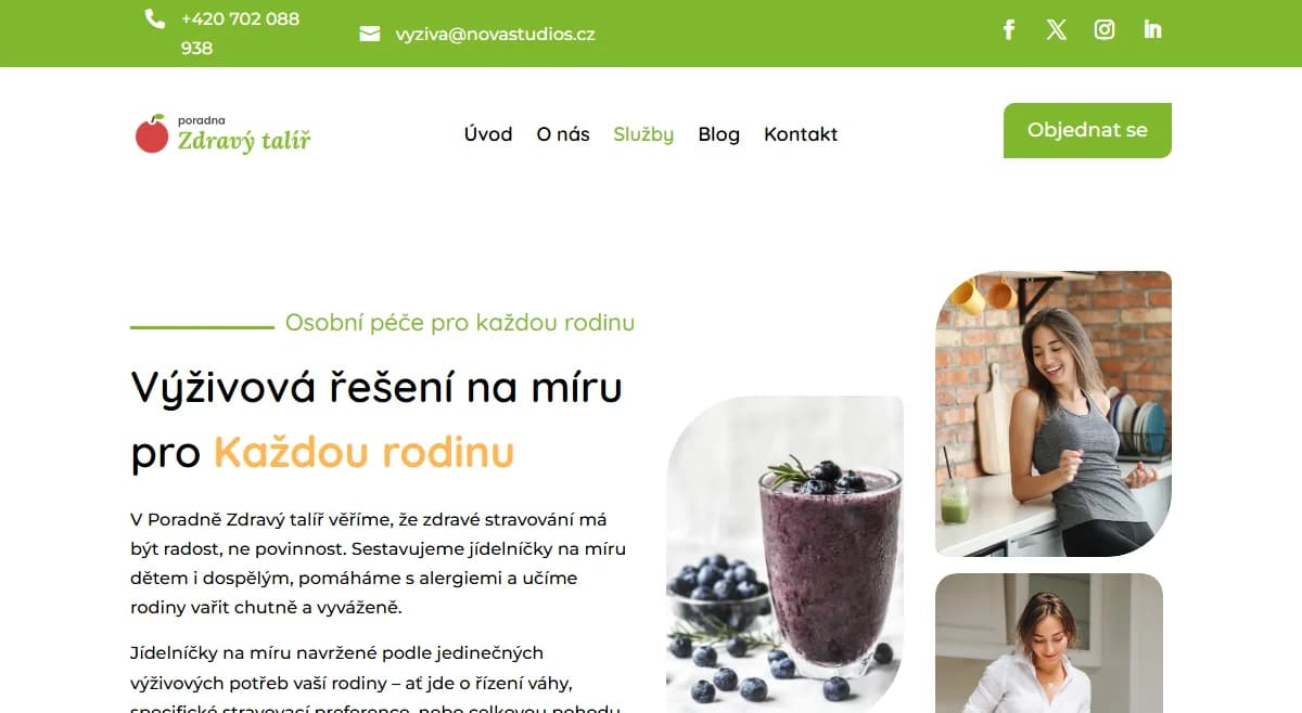 Web pro výživovou poradnu — Služby a balíčky