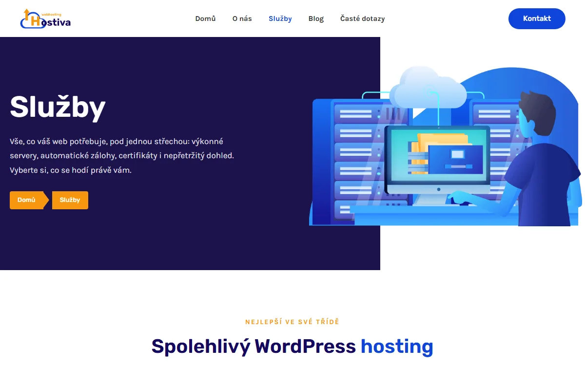 Web pro webhosting — Přehled služeb