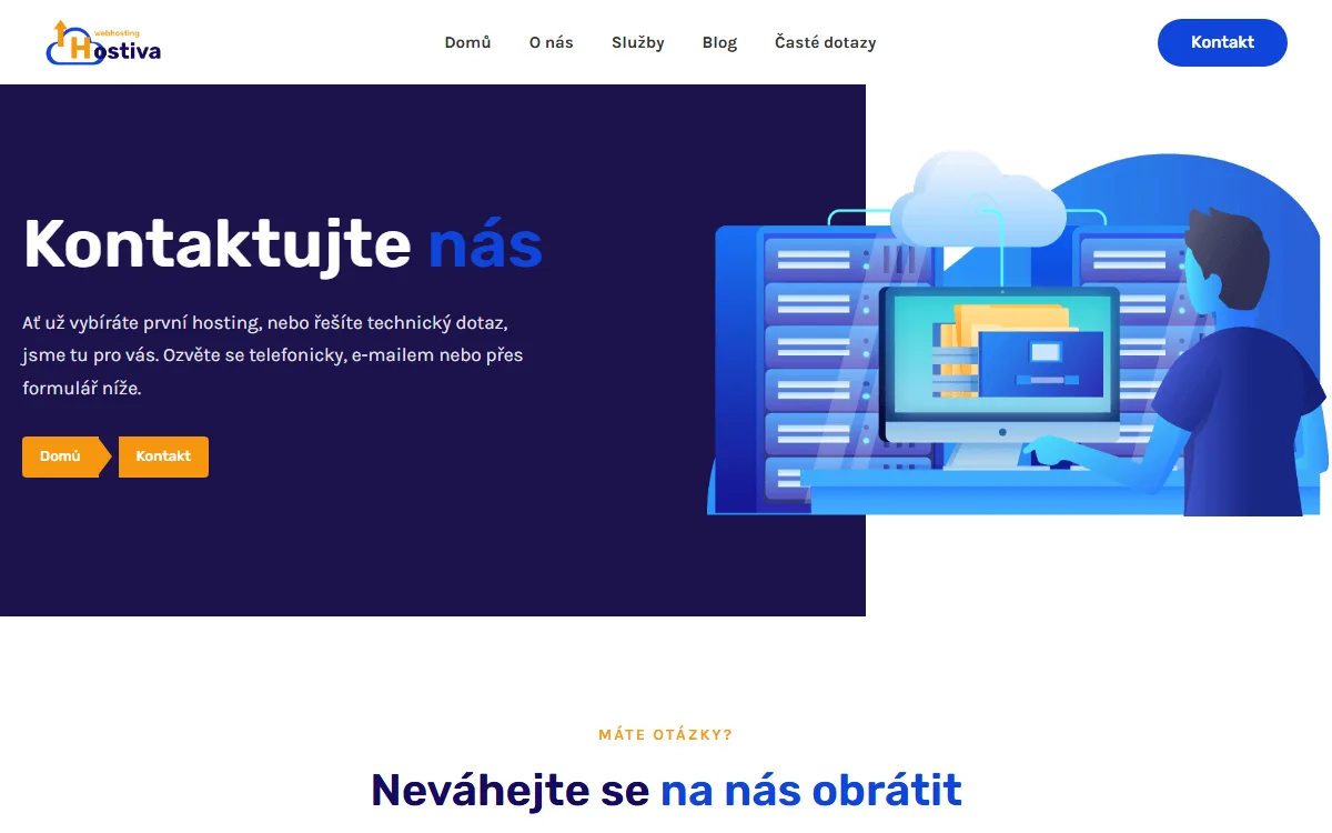 Web pro webhosting — Kontakt a poptávka
